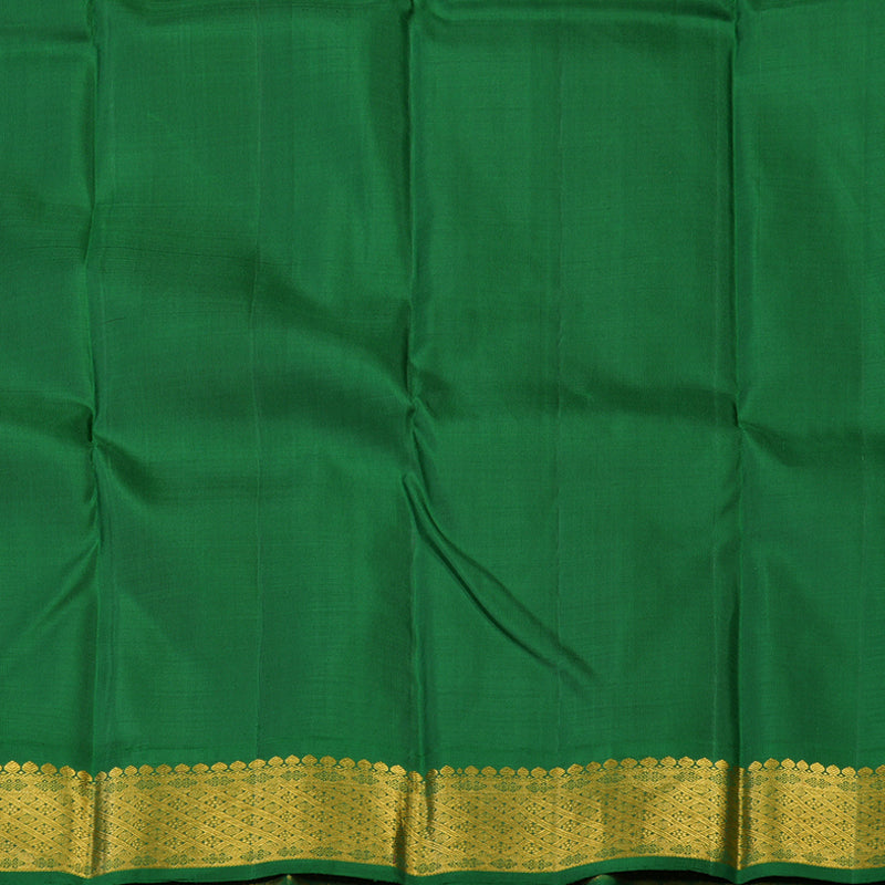 Hayagrivas Handloom Mango Orange Kanjivaram Silk Saree with Dark Green Border KBE2075A3-1
