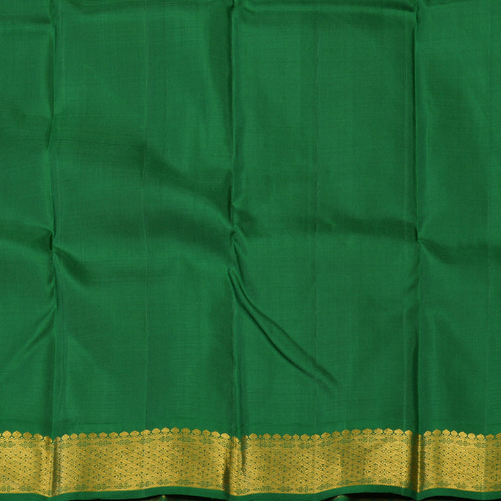 Hayagrivas Handloom Mango Orange Kanjivaram Silk Saree with Dark Green Border KBE2075A3-1