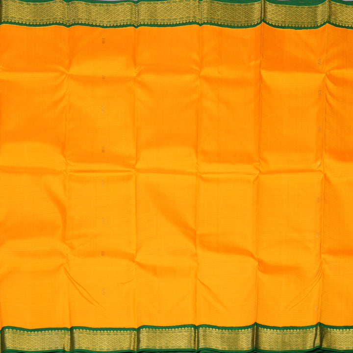Hayagrivas Handloom Mango Orange Kanjivaram Silk Saree with Dark Green Border KBE2075A3-1