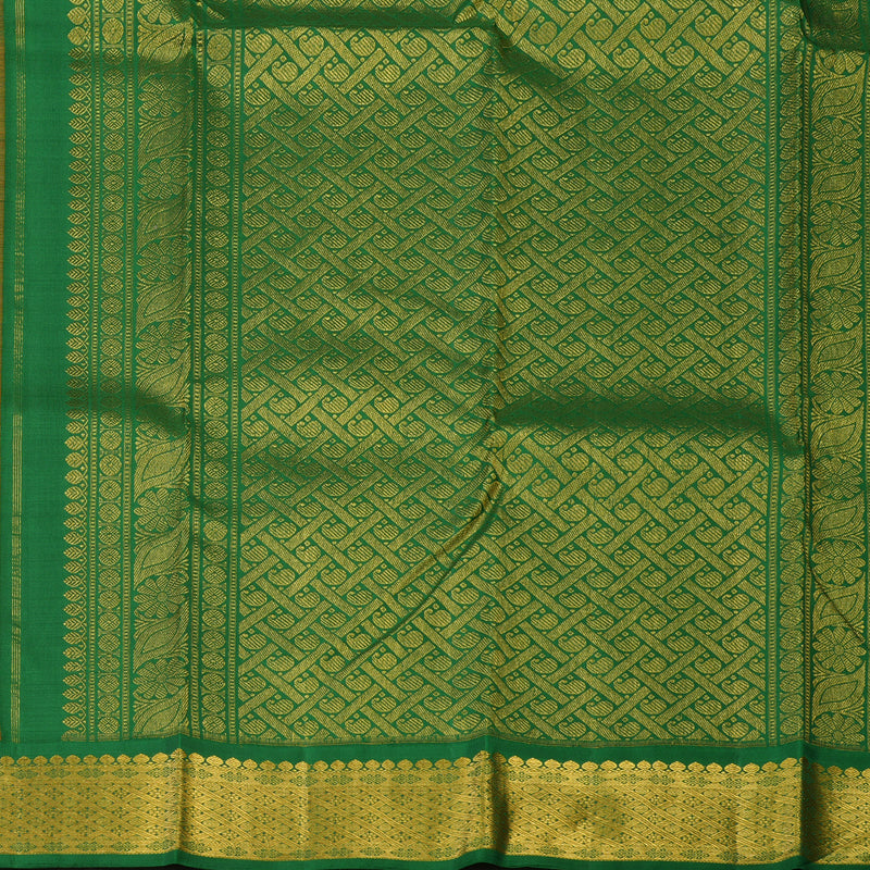 Hayagrivas Handloom Mango Orange Kanjivaram Silk Saree with Dark Green Border KBE2075A3-1