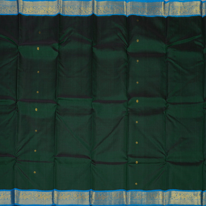 Hayagrivas Handloom Karum Pachai Kanjivaram Silk Saree with Ananda Blue Border KBE2075A3-2