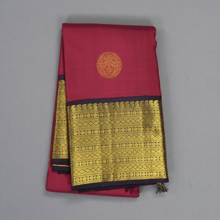 Hayagrivas Handloom Maroon Kanjivaram Silk Saree with Deep Nagapazham Border KBE2075A5-1