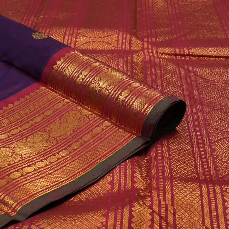 Hayagrivas Handloom Brinjal Purple Kanjivaram Silk Saree with Maroon Border KBE2075A5-4