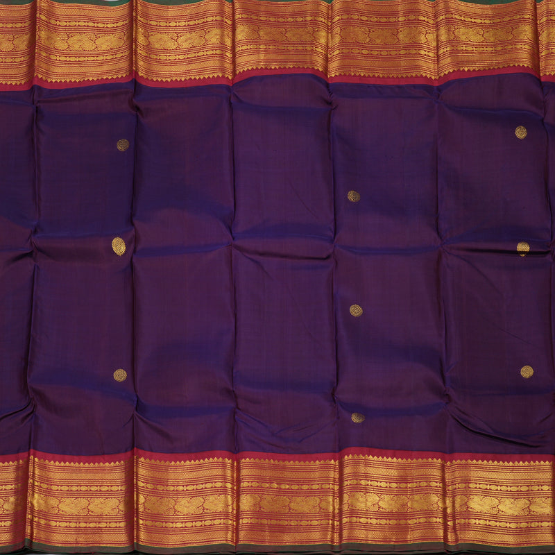 Hayagrivas Handloom Brinjal Purple Kanjivaram Silk Saree with Maroon Border KBE2075A5-4