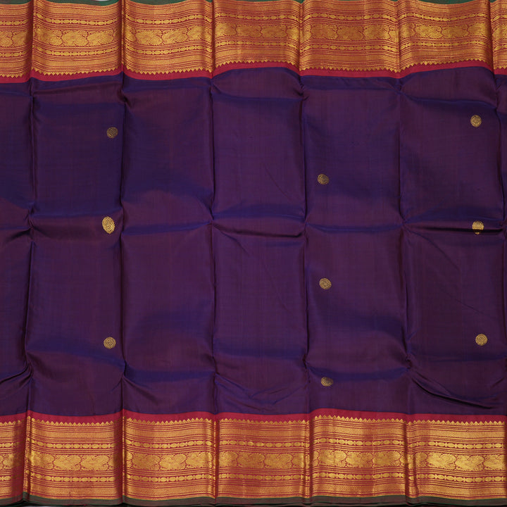 Hayagrivas Handloom Brinjal Purple Kanjivaram Silk Saree with Maroon Border KBE2075A5-4