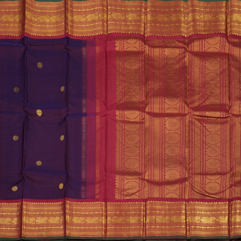 Hayagrivas Handloom Brinjal Purple Kanjivaram Silk Saree with Maroon Border KBE2075A5-4