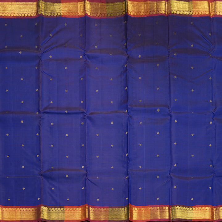 Hayagrivas Handloom Ink Blue Kanjivaram Silk Saree with Multicolour Border KBE2075A6-1