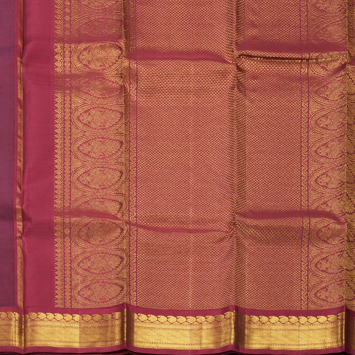 Hayagrivas Handloom Ink Blue Kanjivaram Silk Saree with Multicolour Border KBE2075A6-1