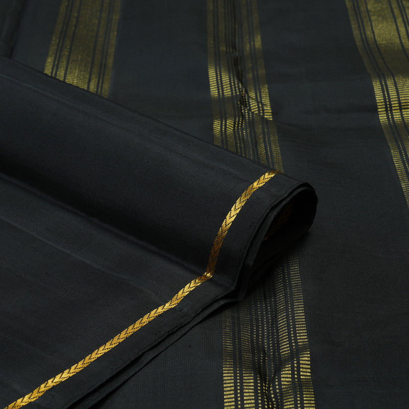 Hayagrivas Handloom Yellow Kanjivaram Silk Saree with Black Border KBE2076A4-1