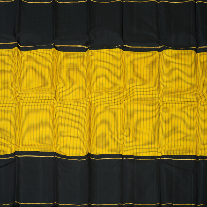 Hayagrivas Handloom Yellow Kanjivaram Silk Saree with Black Border KBE2076A4-1