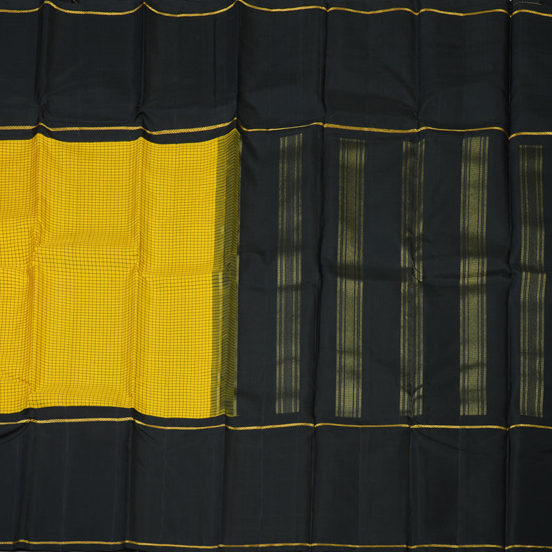 Hayagrivas Handloom Yellow Kanjivaram Silk Saree with Black Border KBE2076A4-1