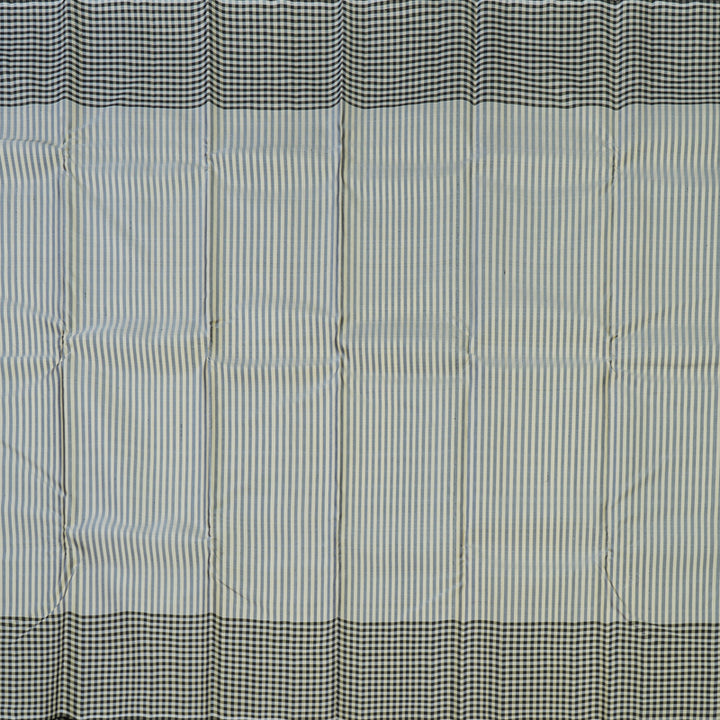 Hayagrivas Handloom Cream & Black Stripes Kanjivaram Silk Saree KBE2076A7-1