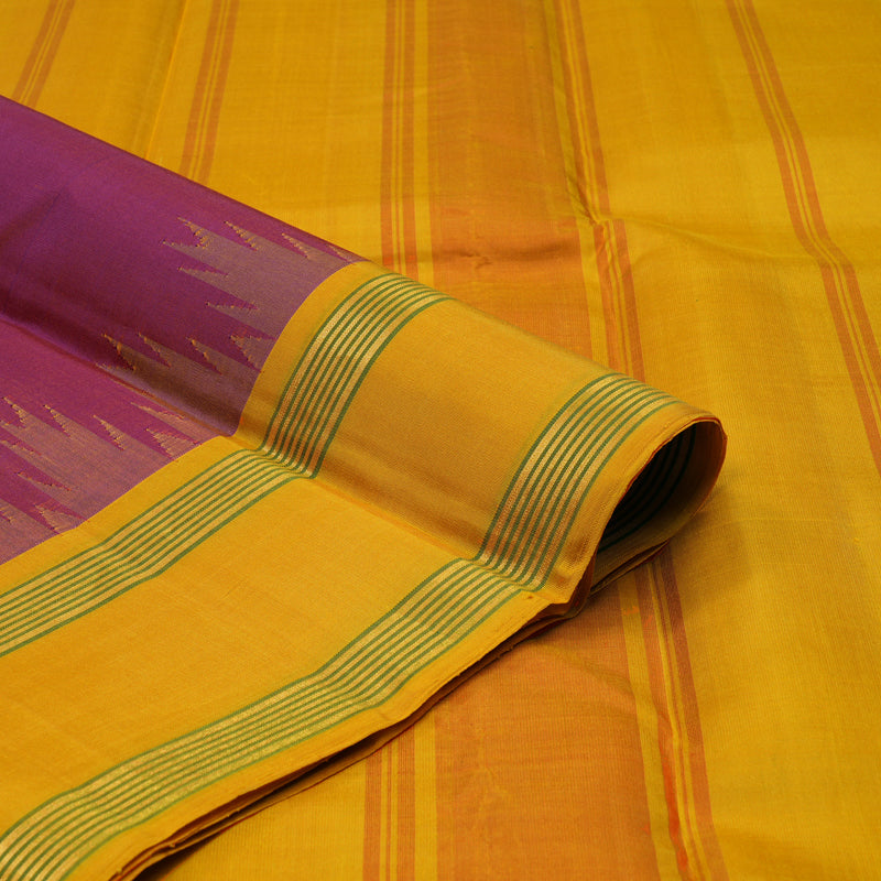 Hayagrivas Handloom Golden Magenta Kanjivaram Silk Saree with Yellow Border KBE2077A5-2