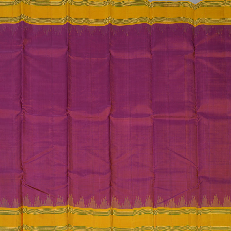 Hayagrivas Handloom Golden Magenta Kanjivaram Silk Saree with Yellow Border KBE2077A5-2