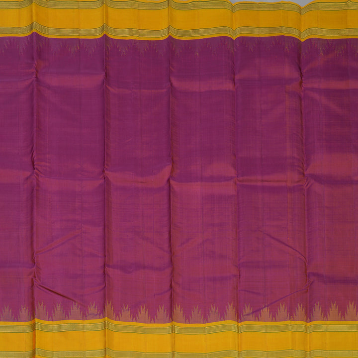 Hayagrivas Handloom Golden Magenta Kanjivaram Silk Saree with Yellow Border KBE2077A5-2