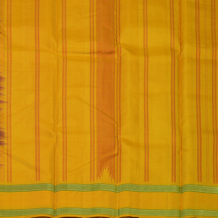 Hayagrivas Handloom Golden Magenta Kanjivaram Silk Saree with Yellow Border KBE2077A5-2
