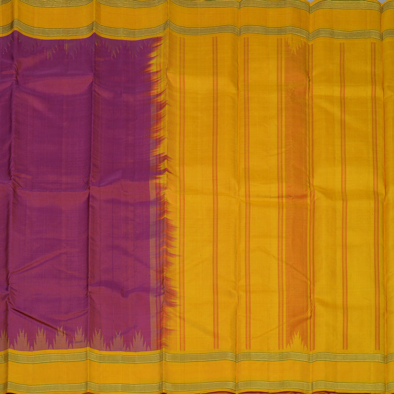 Hayagrivas Handloom Golden Magenta Kanjivaram Silk Saree with Yellow Border KBE2077A5-2