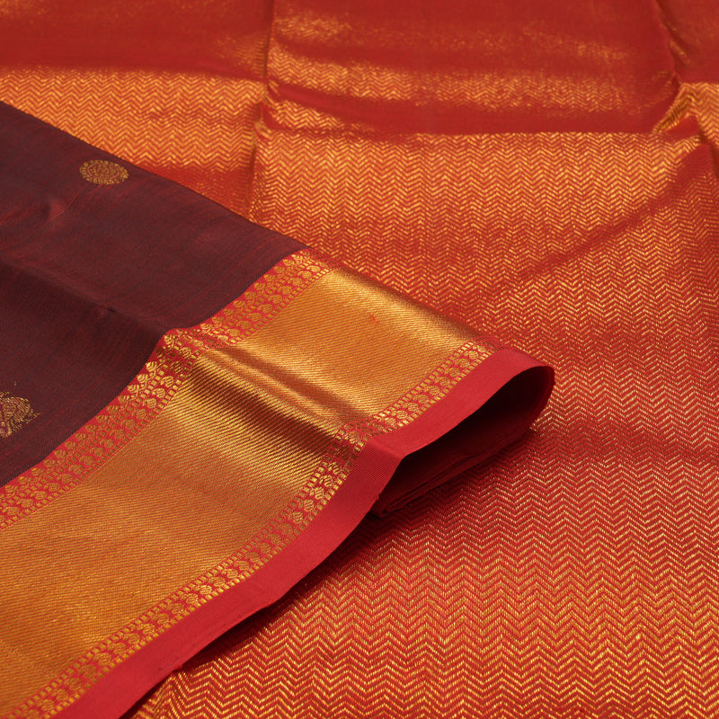 Hayagrivas Handloom Araku Maroon Kanjivaram Silk Saree with Red Border KBE2078A8-1