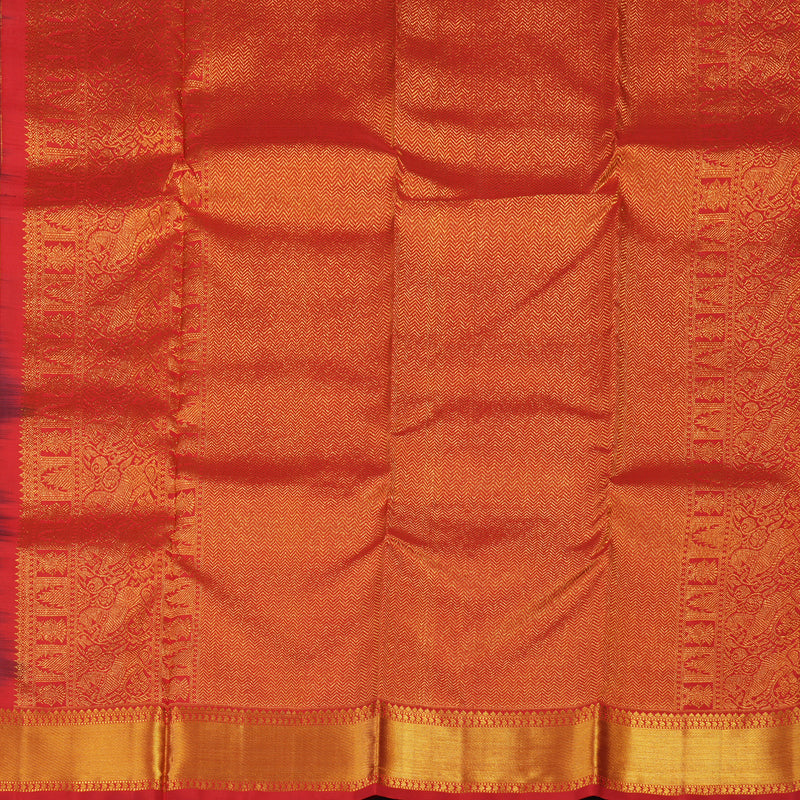 Hayagrivas Handloom Araku Maroon Kanjivaram Silk Saree with Red Border KBE2078A8-1