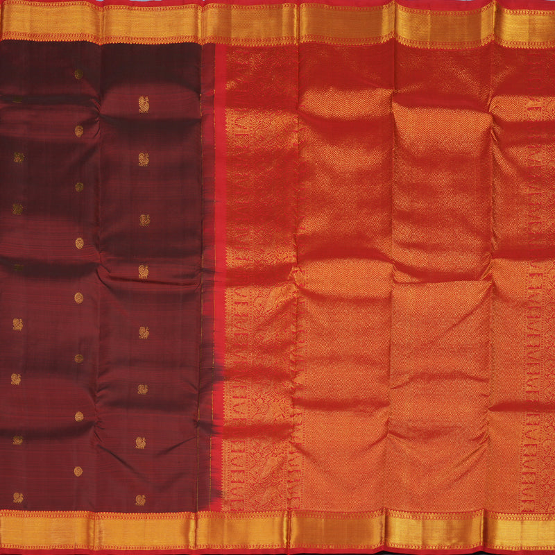 Hayagrivas Handloom Araku Maroon Kanjivaram Silk Saree with Red Border KBE2078A8-1