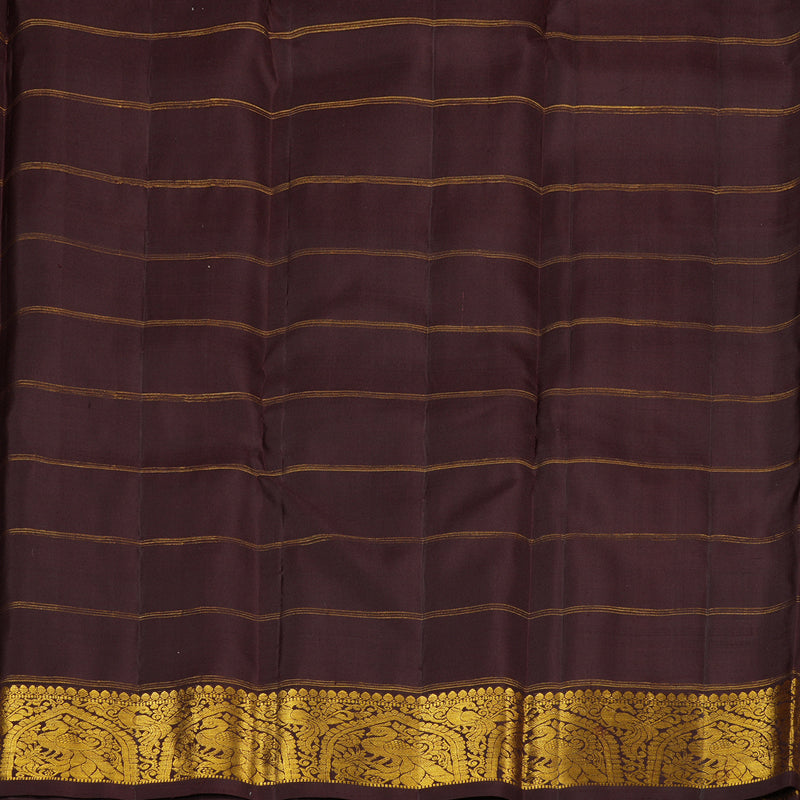 Hayagrivas Burnt Orange Handloom Kanjivaram Silk Saree with Dark Brown Border KBE207D13-1