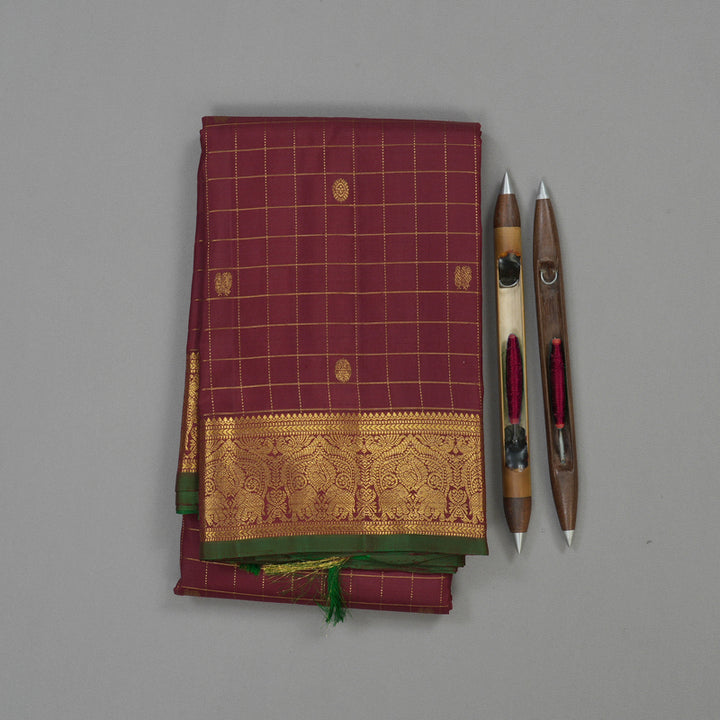 Hayagrivas Handloom Brown Kanjivaram Silk Saree KBE207D6-1
