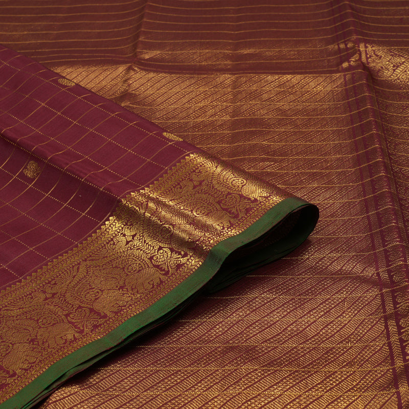 Hayagrivas Handloom Brown Kanjivaram Silk Saree KBE207D6-1