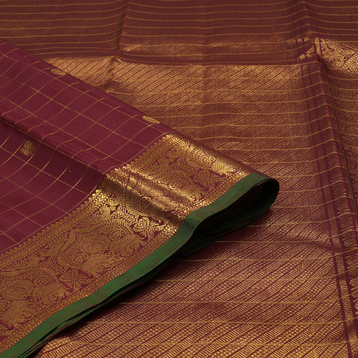 Hayagrivas Handloom Brown Kanjivaram Silk Saree KBE207D6-1