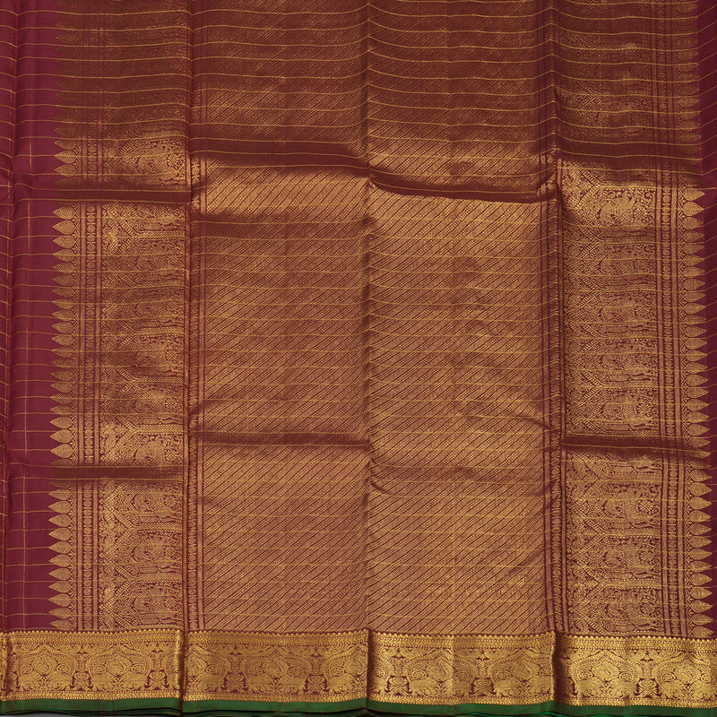 Hayagrivas Handloom Brown Kanjivaram Silk Saree KBE207D6-1