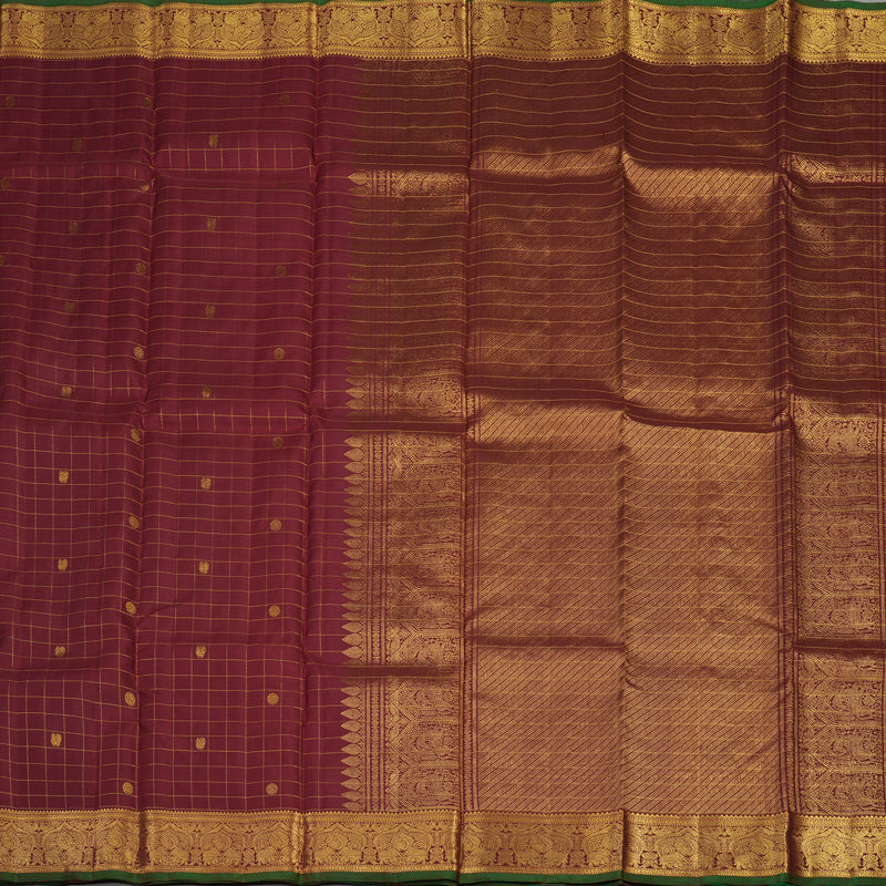 Hayagrivas Handloom Brown Kanjivaram Silk Saree KBE207D6-1