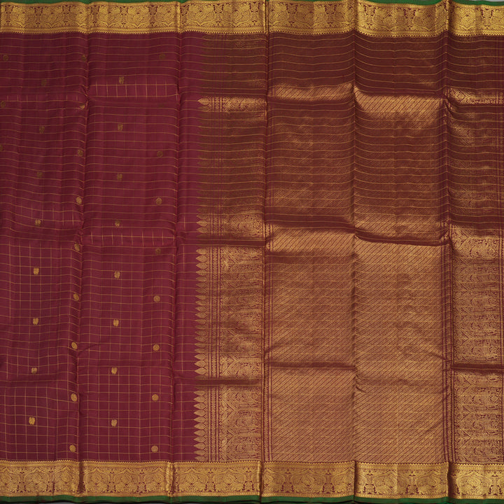 Hayagrivas Handloom Brown Kanjivaram Silk Saree KBE207D6-1