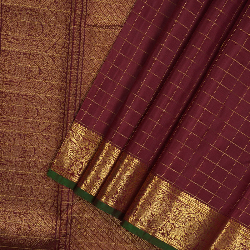 Hayagrivas Handloom Brown Kanjivaram Silk Saree KBE207D6-1