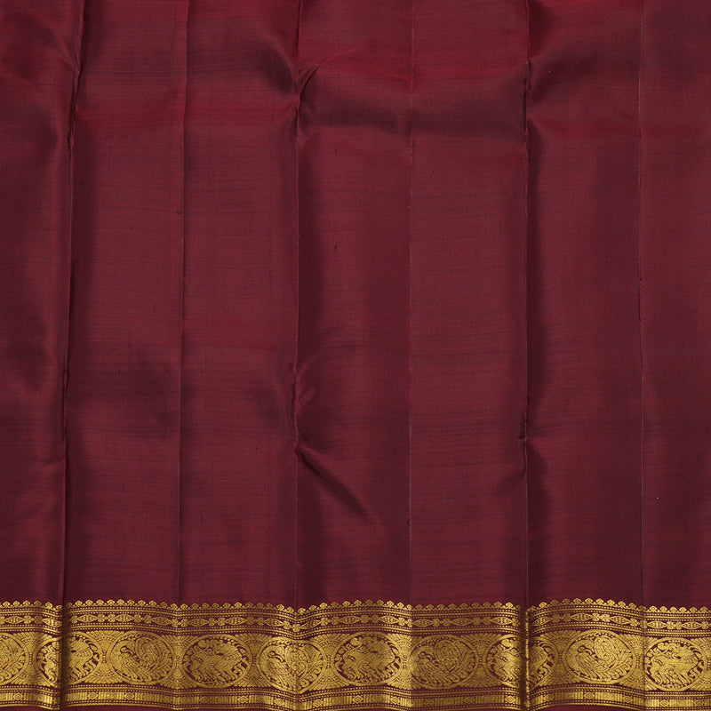 Hayagrivas Handloom Kanjivaram silk saree in bottle green with wine maroon KBE207D9-1