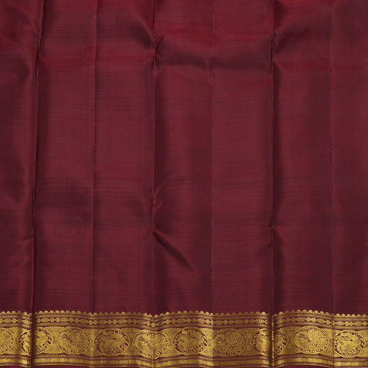 Hayagrivas Handloom Kanjivaram silk saree in bottle green with wine maroon KBE207D9-1