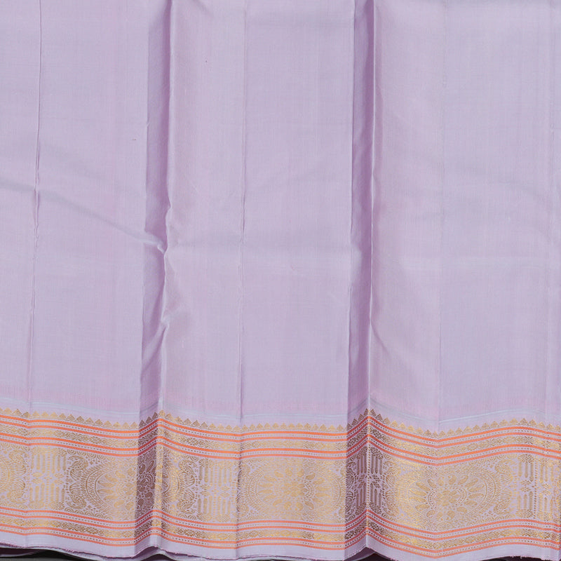 Hayagrivas Handloom Peacock Blue Kanjivaram Silk Saree with Lilac Border KBE2080A1-2