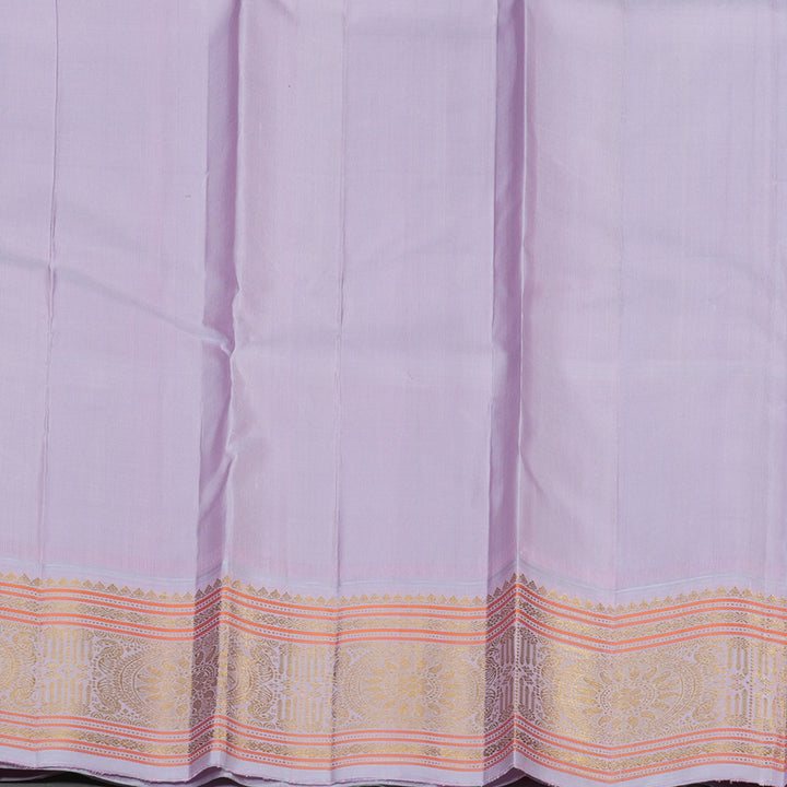 Hayagrivas Handloom Peacock Blue Kanjivaram Silk Saree with Lilac Border KBE2080A1-2