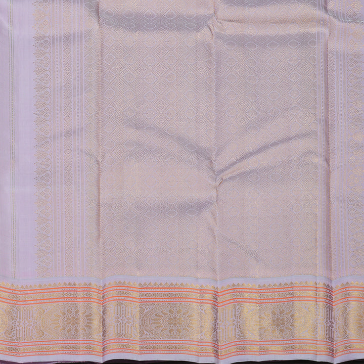 Hayagrivas Handloom Peacock Blue Kanjivaram Silk Saree with Lilac Border KBE2080A1-2