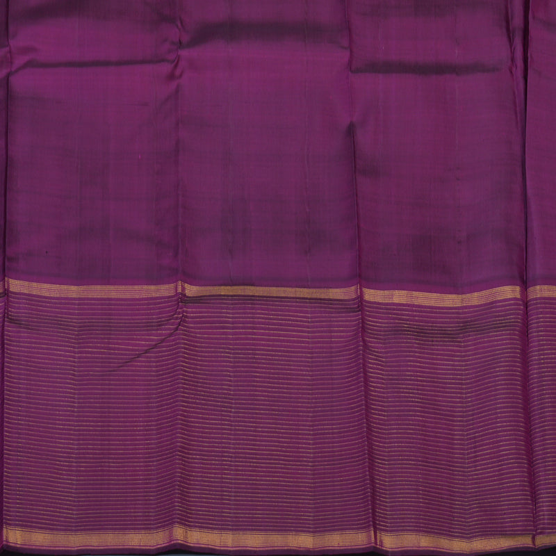 Hayagrivas Handloom Half-White Kanjivaram Silk Saree with Purple Border KBE2080A5-1