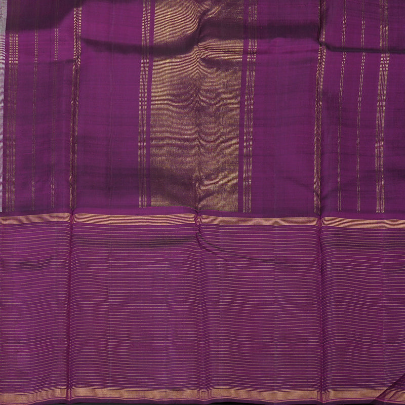 Hayagrivas Handloom Half-White Kanjivaram Silk Saree with Purple Border KBE2080A5-1