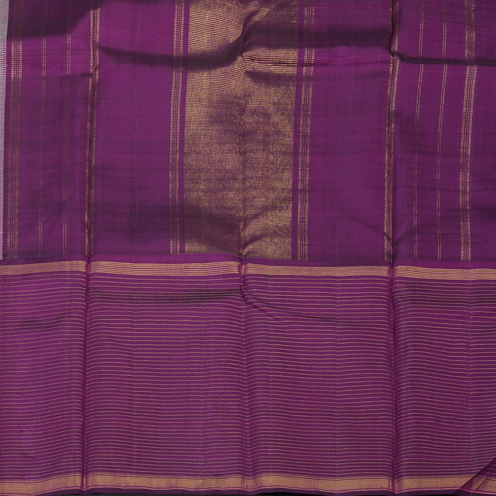 Hayagrivas Handloom Half-White Kanjivaram Silk Saree with Purple Border KBE2080A5-1