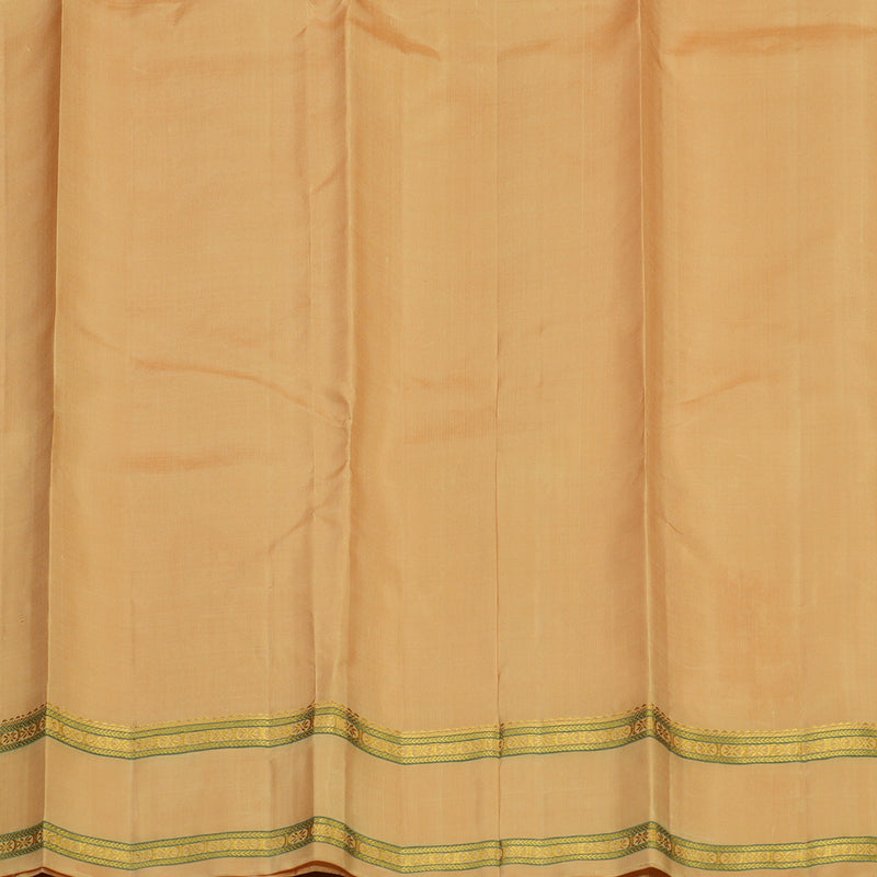 Hayagrivas Handloom Pale Yellow Kanjivaram Silk Saree with Light Orange Border KBE2081A1-2
