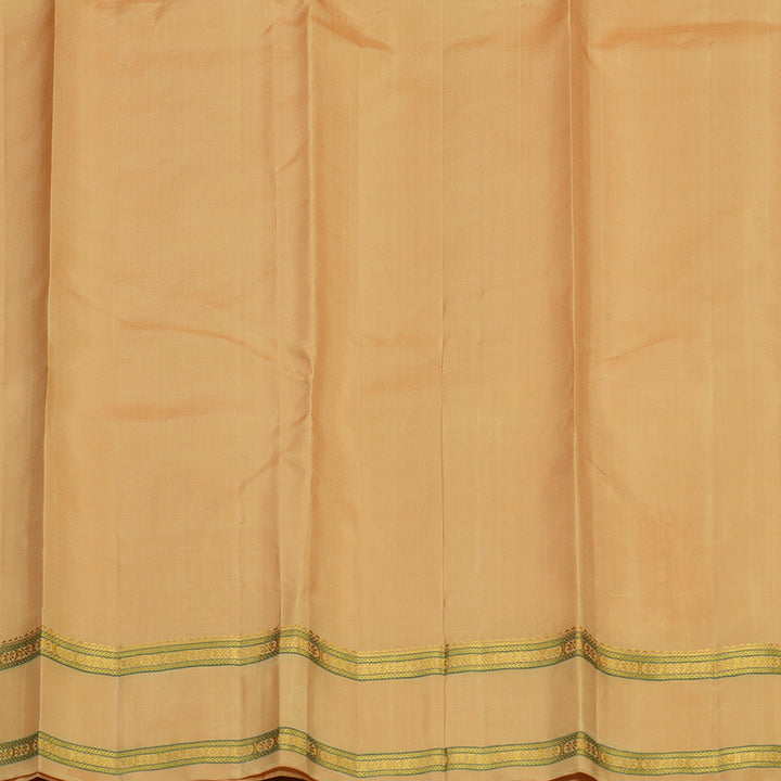Hayagrivas Handloom Pale Yellow Kanjivaram Silk Saree with Light Orange Border KBE2081A1-2