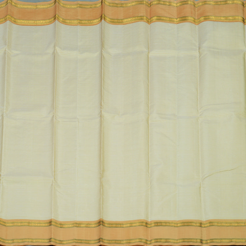 Hayagrivas Handloom Pale Yellow Kanjivaram Silk Saree with Light Orange Border KBE2081A1-2