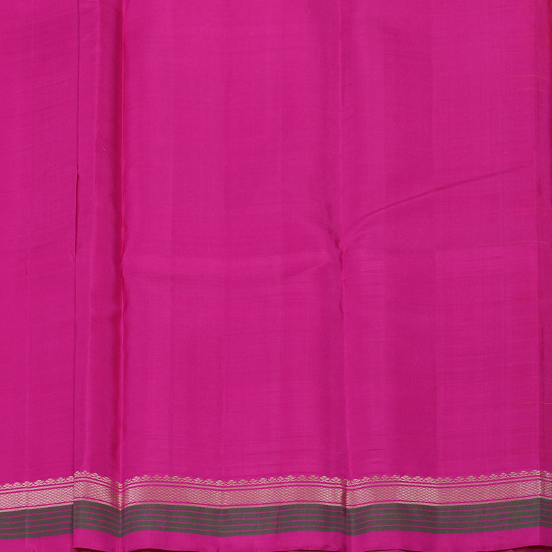Hayagrivas Handloom Rust Kanjivaram Silk Saree with Magenta-Pink Border KBE2081A2-2