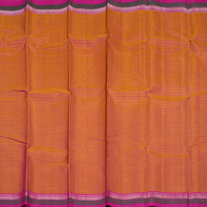 Hayagrivas Handloom Rust Kanjivaram Silk Saree with Magenta-Pink Border KBE2081A2-2
