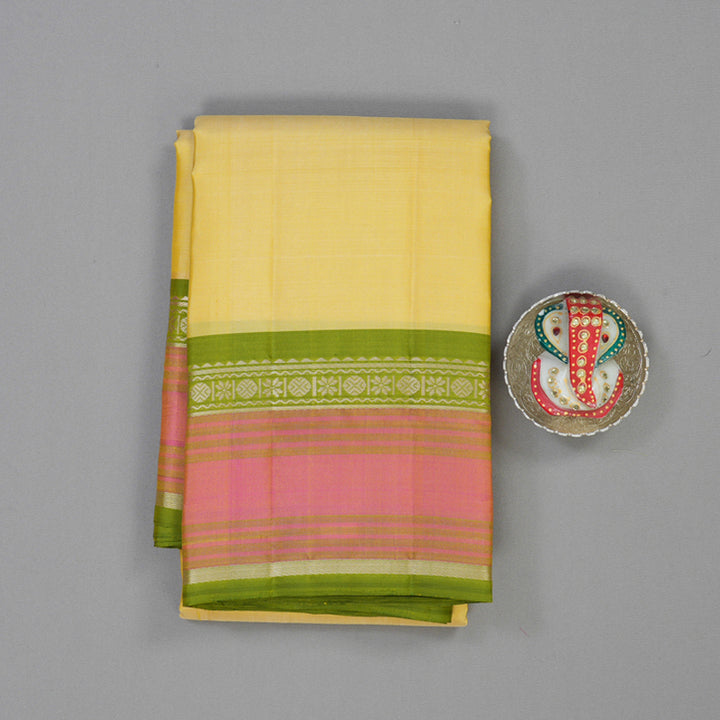 Hayagrivas Handloom Pale Yellow Kanjivaram Silk Saree KBE2081A2-3