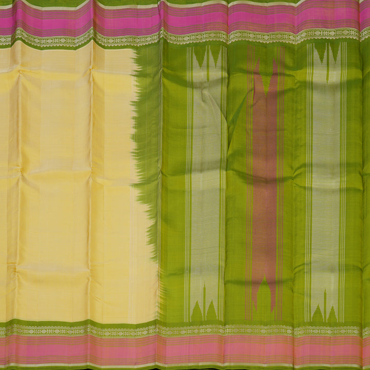 Hayagrivas Handloom Pale Yellow Kanjivaram Silk Saree KBE2081A2-3