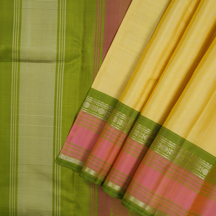 Hayagrivas Handloom Pale Yellow Kanjivaram Silk Saree KBE2081A2-3