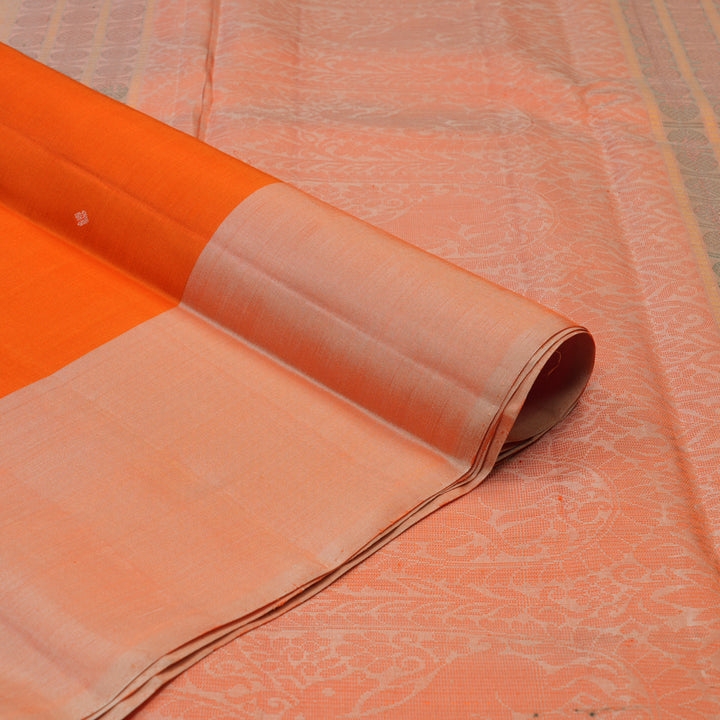 Hayagrivas Handloom Orange Kanjivaram Silk Saree with Ganga Jamuna Border KBE2081A3-2