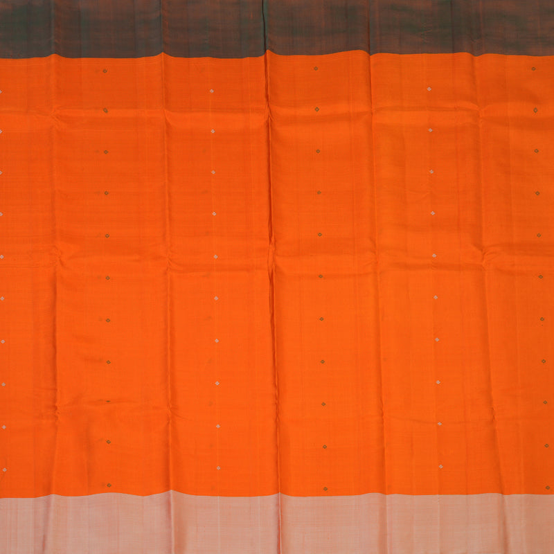 Hayagrivas Handloom Orange Kanjivaram Silk Saree with Ganga Jamuna Border KBE2081A3-2
